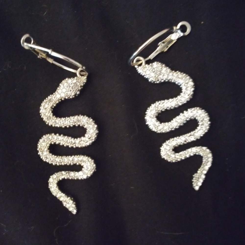 Silver snake earrings!!